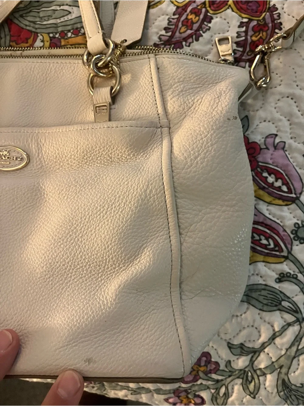 Women’s White Coach Leather Purse Handbag Shoulder Bag 2014-16 Designer